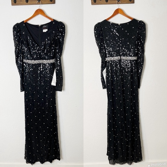 Mac Duggal Womens Sequined A Line Gown - Picture 2 of 10